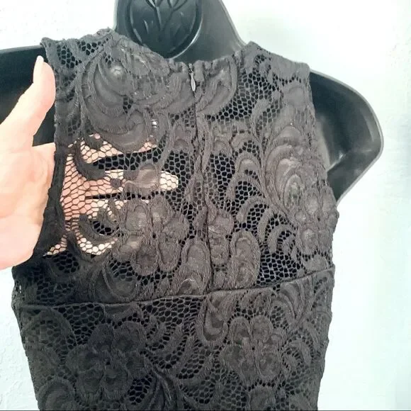 Ambiance Black Lace Overlay Midi Dress Size Small - Picture 12 of 15